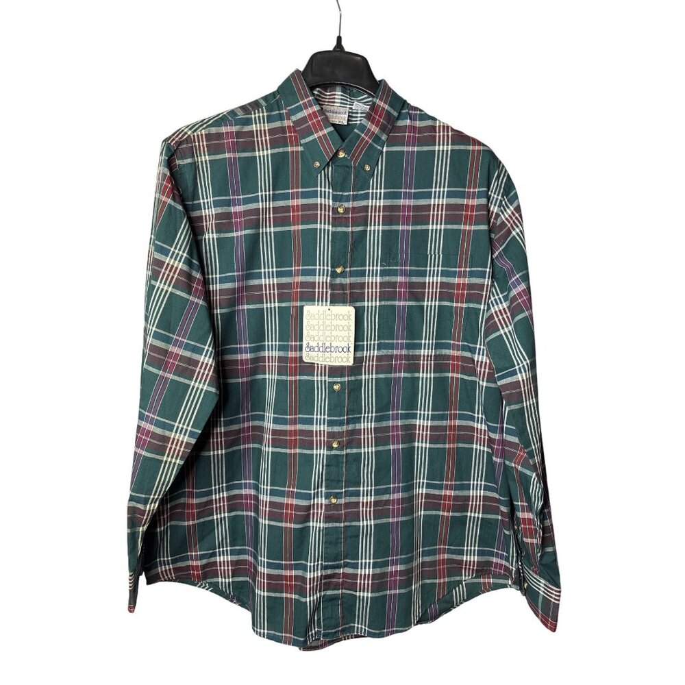 Saddlebrook Mens Button Down Shirt Size XL Plaid Multicolor Vintage New
